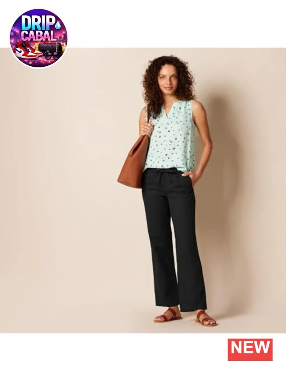 Linen Blend Drawstring Relaxed Wide Leg Pants Mid Rise